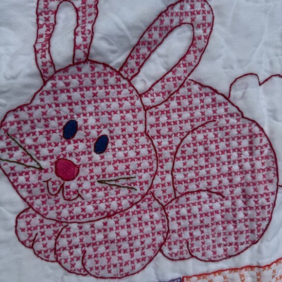 Handmade Cross Stitch Baby Crib Quilt “Owl & Friends “ by Jack Dempsey Completed - Picture 5 of 7